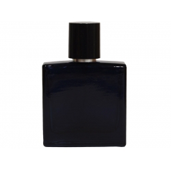 Butelka szklana perfumeryjna BLUE 35 ml czarna z atomizerem i nasadką 8202, zakręcana